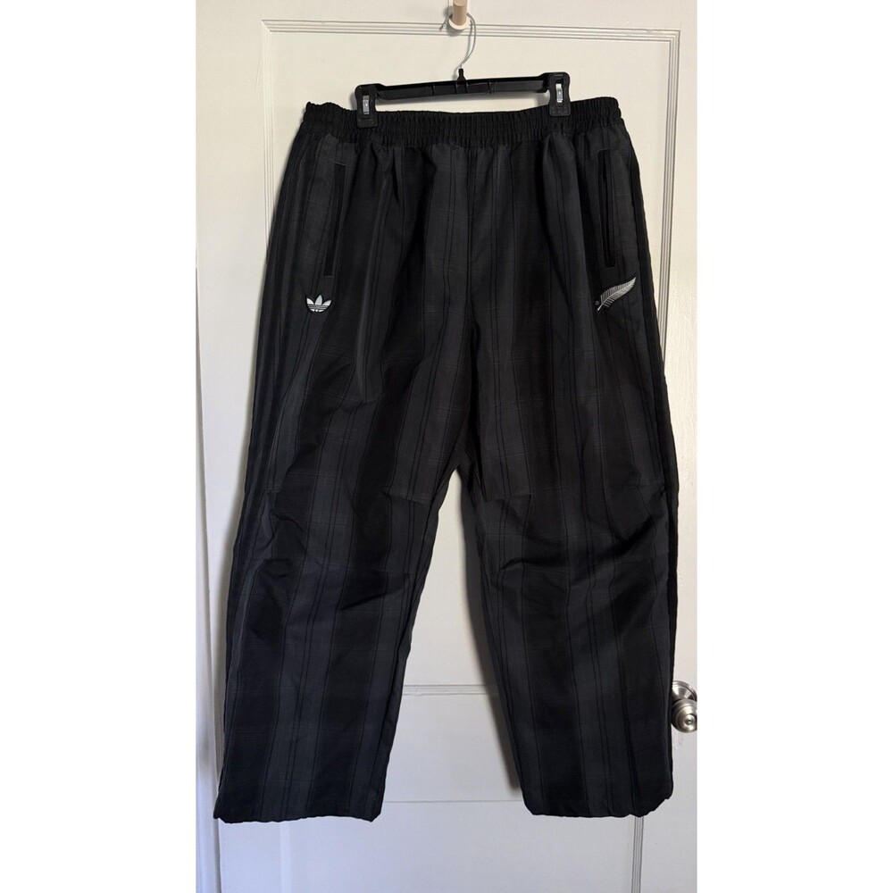 adidas All Blacks Firebird Plaid Track Pants Men's XL Black Carbon KG4637